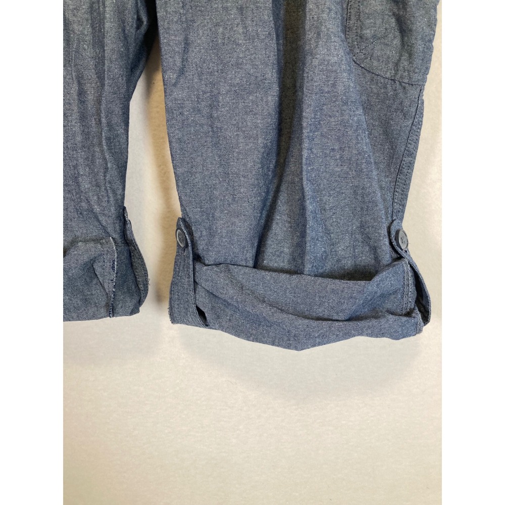 Casual Utility Woman Within Womens 20W Blue Cotton Chambray Cargo Capri Pants - Picture 5 of 11